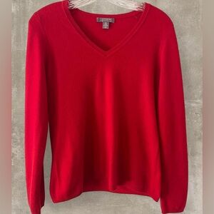 Charter Club Cashmere Sweater Medium Red V Neck 100% Cashmere